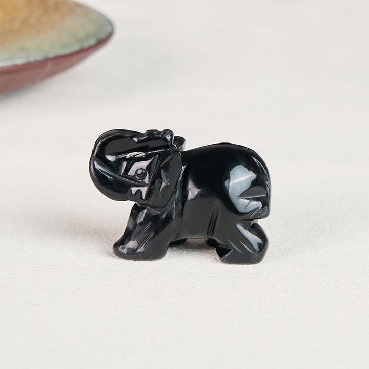 Buddha Stones ''May Blessings Walk With You'' Natural Small Elephant Amazonite Amethyst Jade Black Obsidian Stone Decoration Includes Gift Message Card - image 30