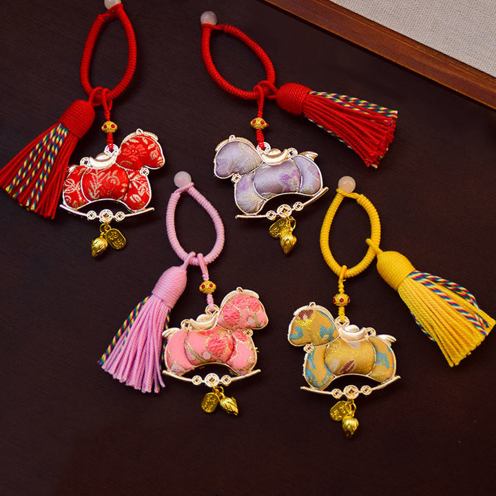 Buddha Stones Year Of The Horse Embroidery Freedom Key Chain - image 8
