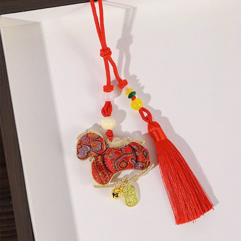 Buddha Stones Year Of The Horse Red String Embroidery Connection Hanging Decoration - image 1