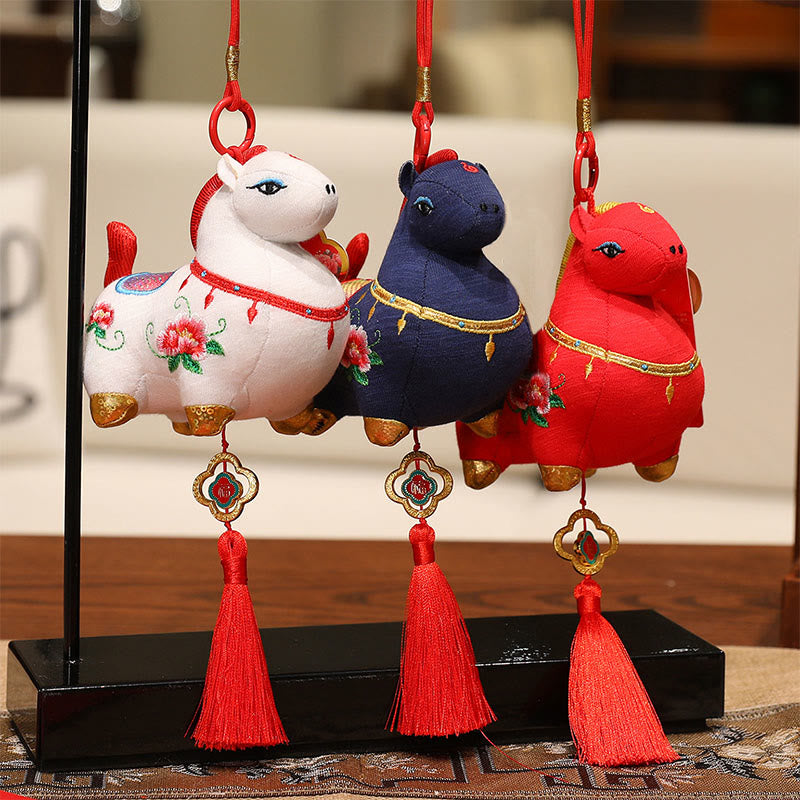 Buddha Stones Year Of The Horse Fu Character Red String Protection Embroidery Hanging Decoration - image 8