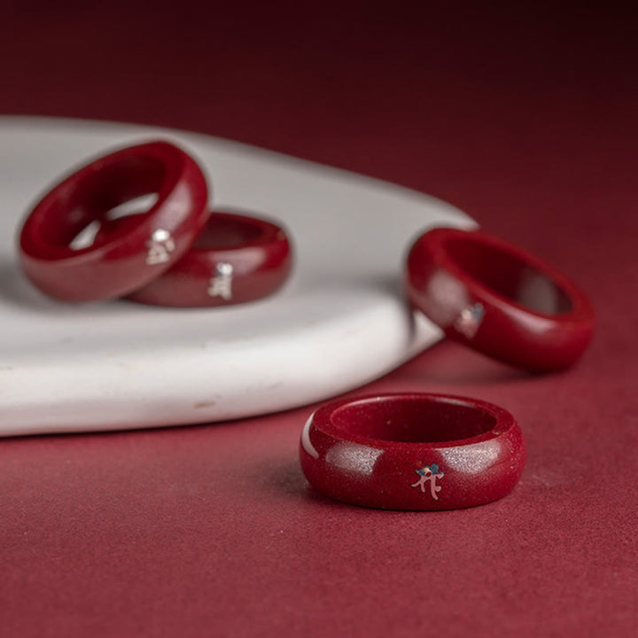 Buddha Stones Chinese Zodiac Year Of The Horse Cinnabar Blessing Ring - image 21