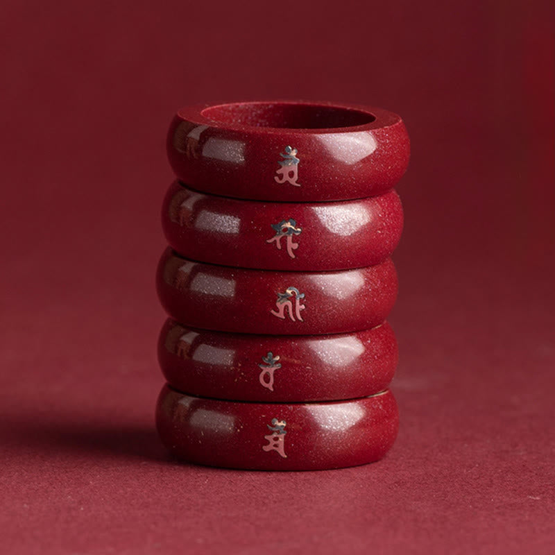 Buddha Stones Chinese Zodiac Year Of The Horse Cinnabar Blessing Ring - image 25