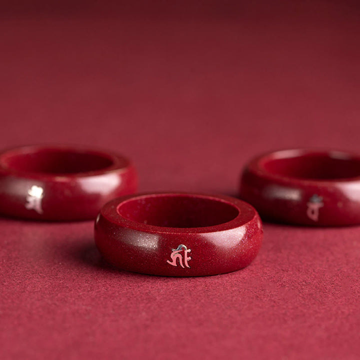 Buddha Stones Chinese Zodiac Year Of The Horse Cinnabar Blessing Ring - image 22