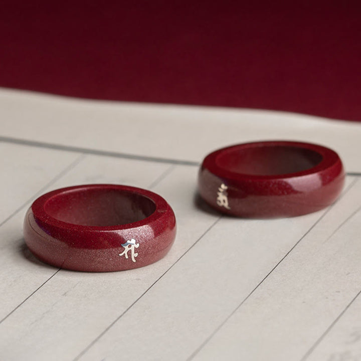 Buddha Stones Chinese Zodiac Year Of The Horse Cinnabar Blessing Ring - image 23