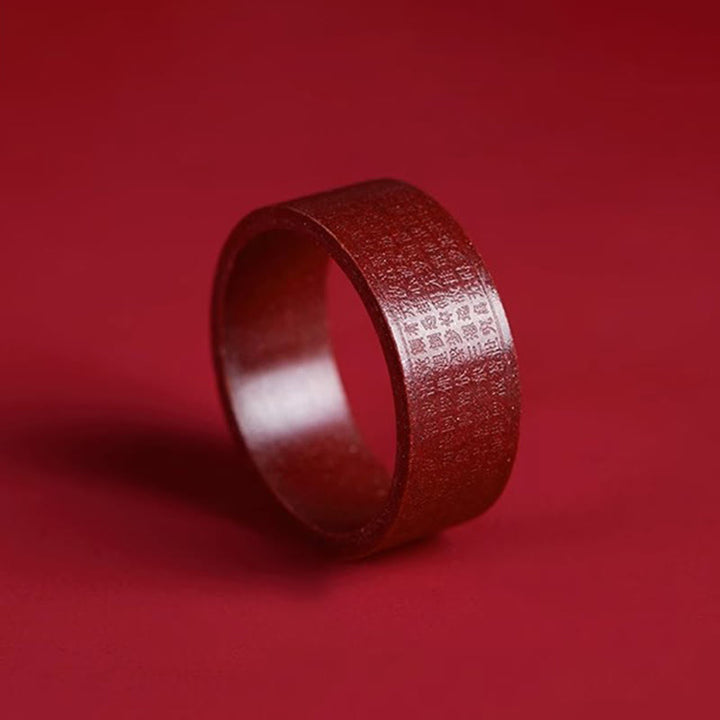 Buddha Stones Cinnabar Om Mani Padme Hum Heart Sutra Blessing Ring - image 8