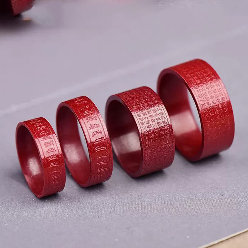 Buddha Stones Cinnabar Om Mani Padme Hum Heart Sutra Blessing Ring - image 13