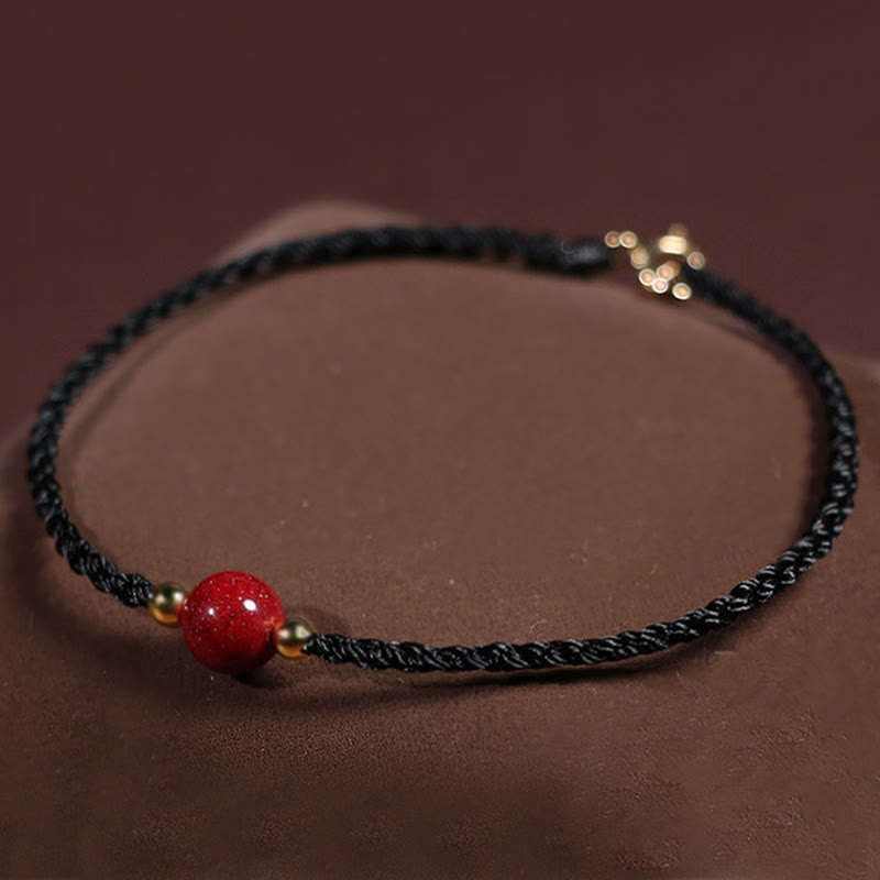 Buddha Stones Cinnabar Red String Blessing Keep Away Evil Spirits Bracelet - Black String(Wrist Circumference: 14-15 cm) - image 8