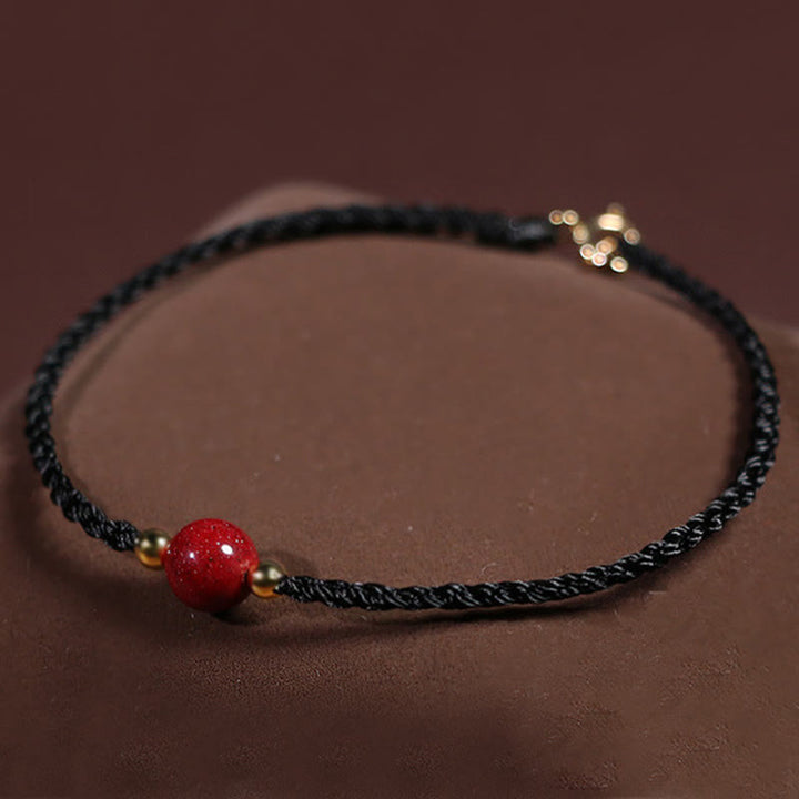 Buddha Stones Cinnabar Red String Blessing Keep Away Evil Spirits Bracelet - Black String(Wrist Circumference: 14-15 cm) - image 8