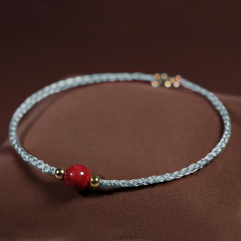 Buddha Stones Cinnabar Red String Blessing Keep Away Evil Spirits Bracelet - Light Gray String(Wrist Circumference: 14-15 cm) - image 13