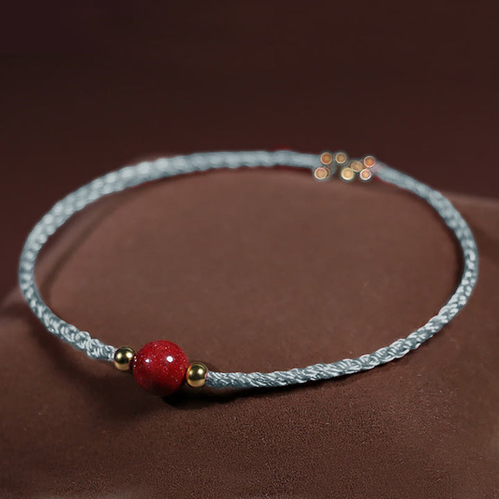 Buddha Stones Cinnabar Red String Blessing Keep Away Evil Spirits Bracelet - Light Gray String(Wrist Circumference: 14-15 cm) - image 13