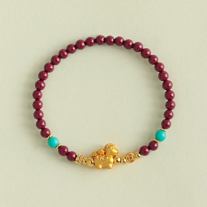 Buddha Stones Year Of The Horse Fu Character Cinnabar Calm Bracelet - image 11