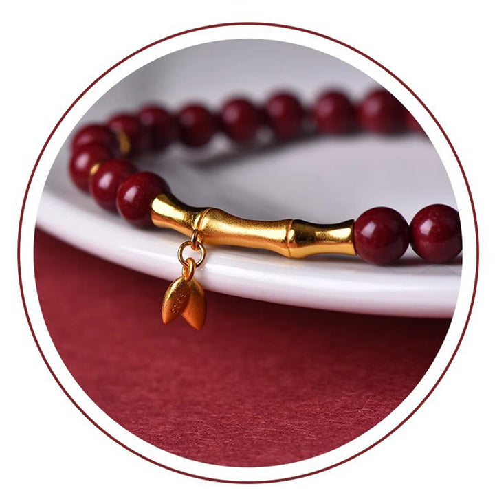 Buddha Stones Bamboo Cinnabar 925 Sterling Silver Concentration Bracelet - image 12