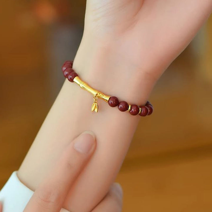 Buddha Stones Bamboo Cinnabar 925 Sterling Silver Concentration Bracelet - image 11