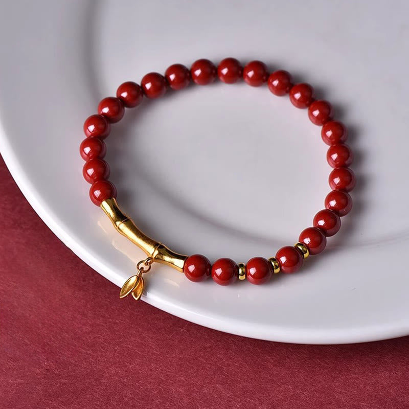 Buddha Stones Bamboo Cinnabar 925 Sterling Silver Concentration Bracelet - image 4