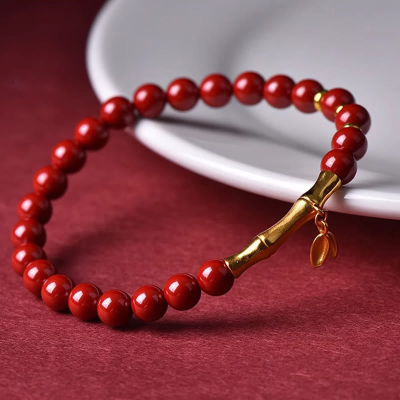 Buddha Stones Bamboo Cinnabar 925 Sterling Silver Concentration Bracelet - image 8