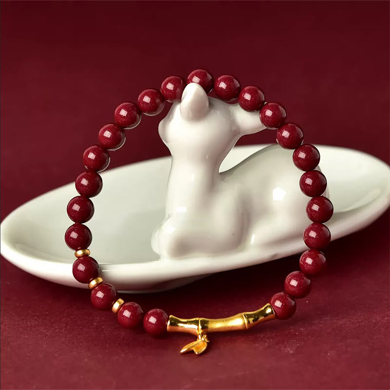 Buddha Stones Bamboo Cinnabar 925 Sterling Silver Concentration Bracelet - image 10