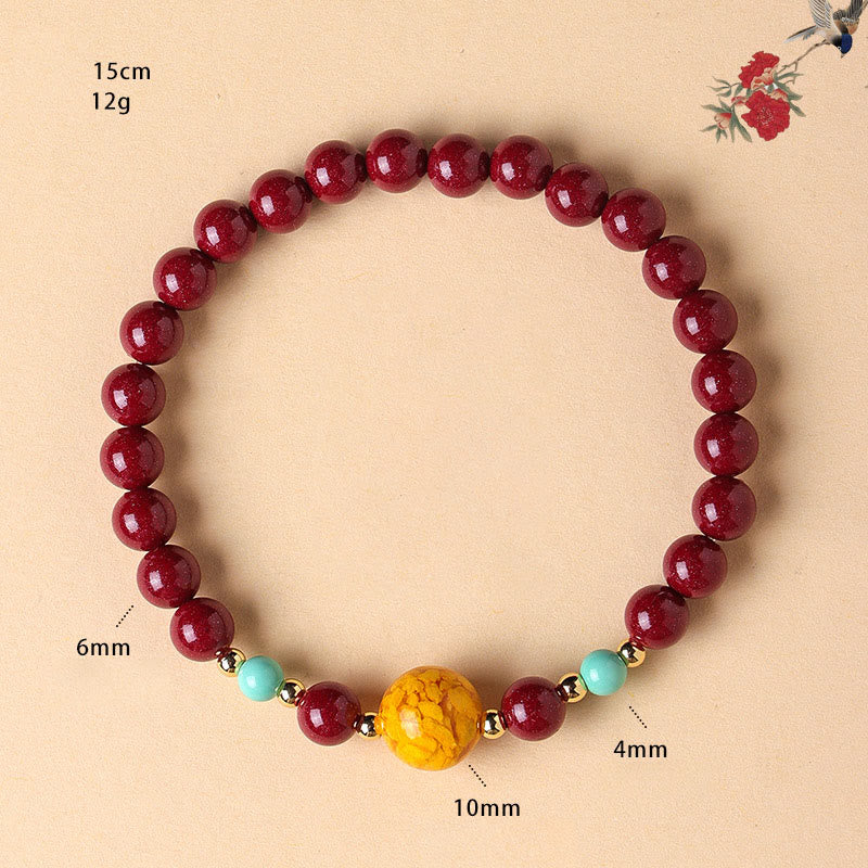 Buddha Stones Cinnabar Turquoise Keep Away Evil Spirits Bracelet - image 2
