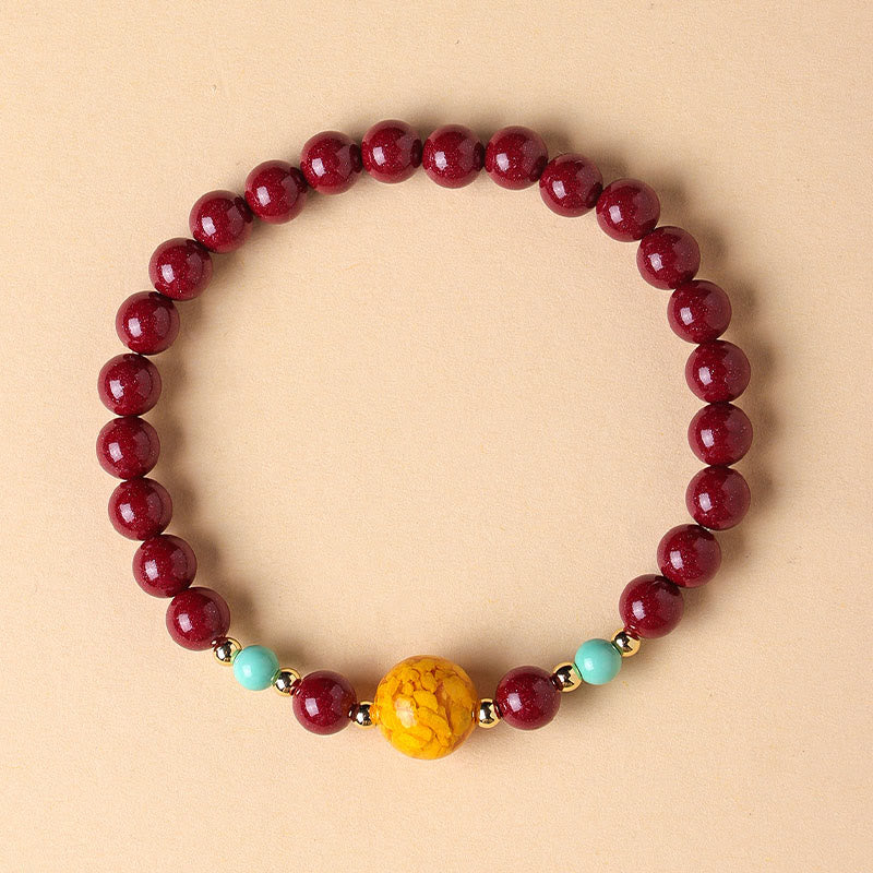 Buddha Stones Cinnabar Turquoise Keep Away Evil Spirits Bracelet - image 3