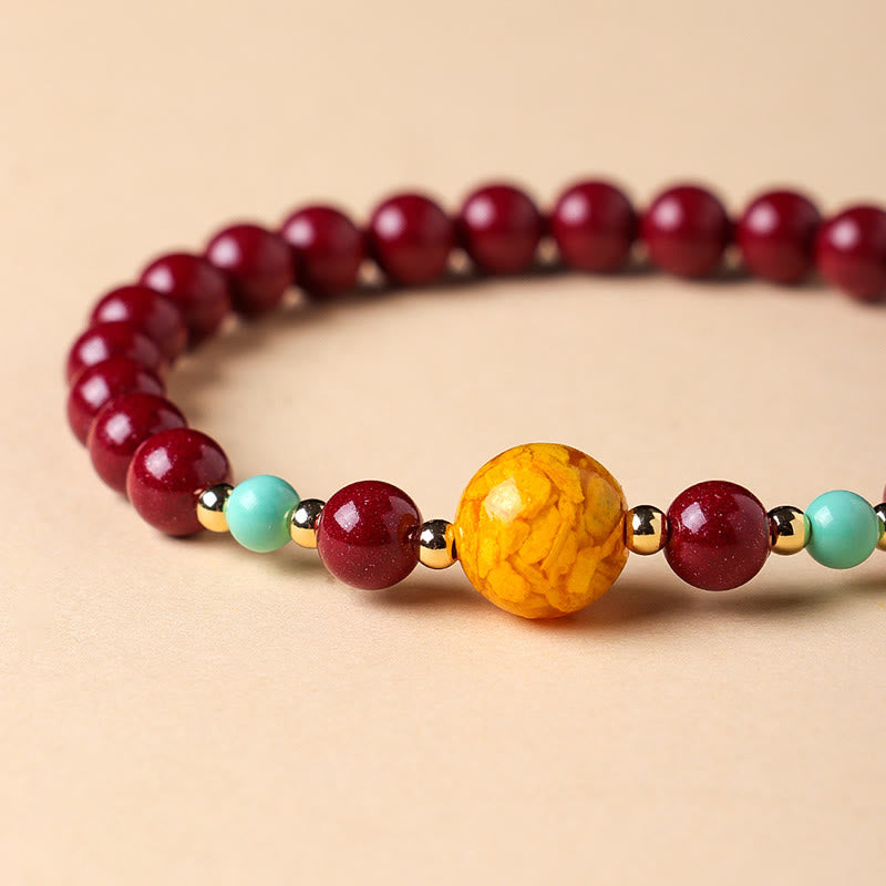 Buddha Stones Cinnabar Turquoise Keep Away Evil Spirits Bracelet - image 4