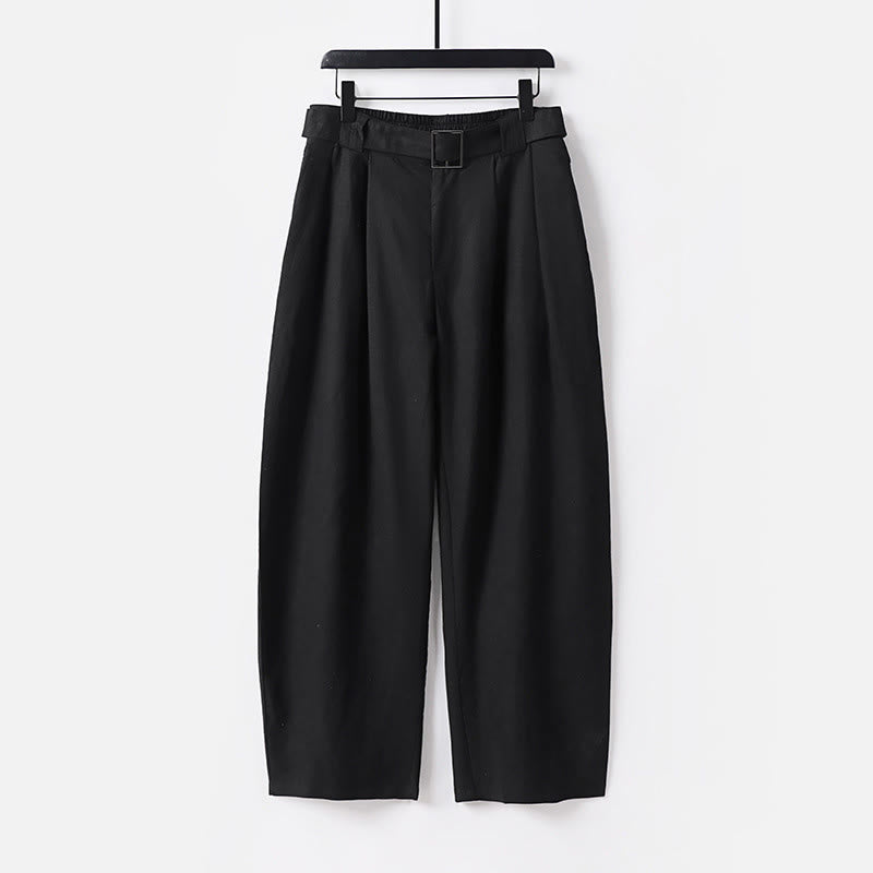 Buddha Stones Summer Zipper Elastic Waist Design Men's Cotton Linen Wide Leg Pants With Pockets - Black - US/UK/AU56，EU66 (9XL) - image 9