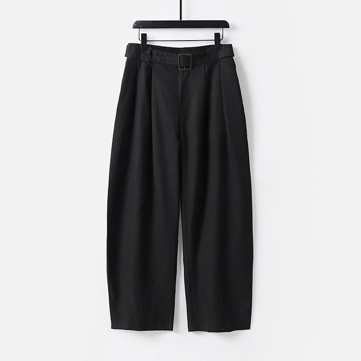 Buddha Stones Summer Zipper Elastic Waist Design Men's Cotton Linen Wide Leg Pants With Pockets - Black - US/UK/AU56，EU66 (9XL) - image 9