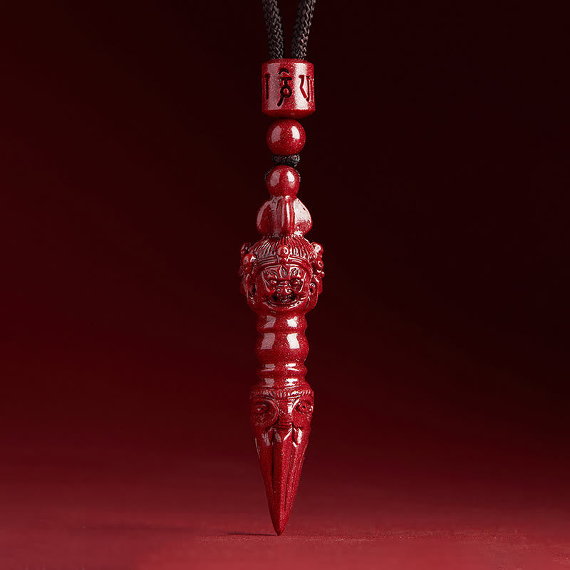 Buddha Stones Cinnabar Om Mani Padme Hum Keep Away Evil Spirits Necklace Pendants - Cinnabar - image 0