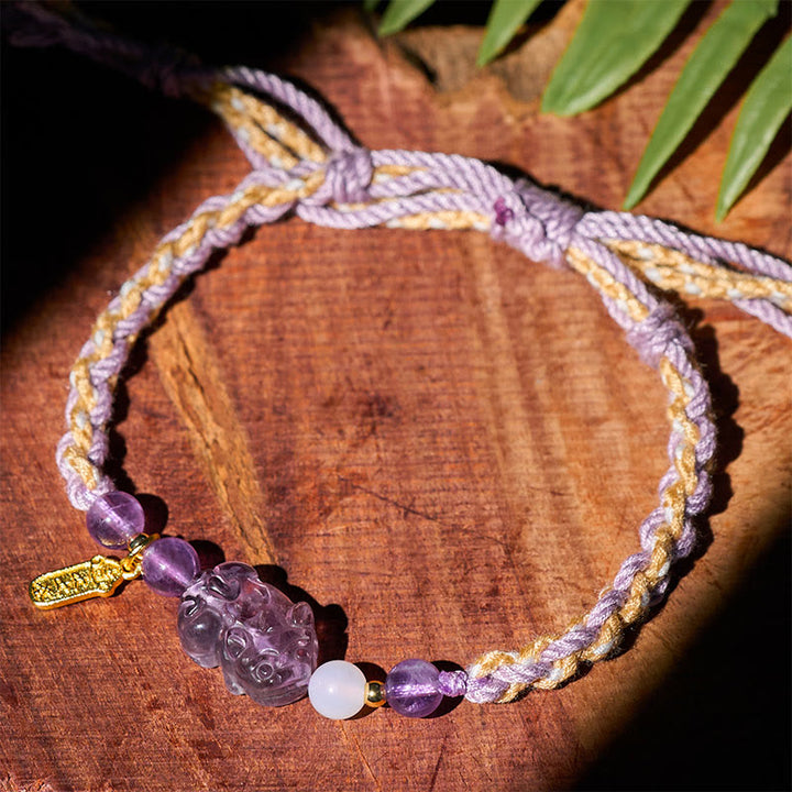 Buddha Stones Amethyst Pixiu Balance Lucky Bracelet - image 4