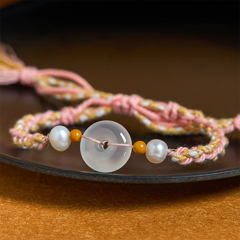 Buddha Stones Chalcedony Peace Buckle Positive Bracelet - image 1