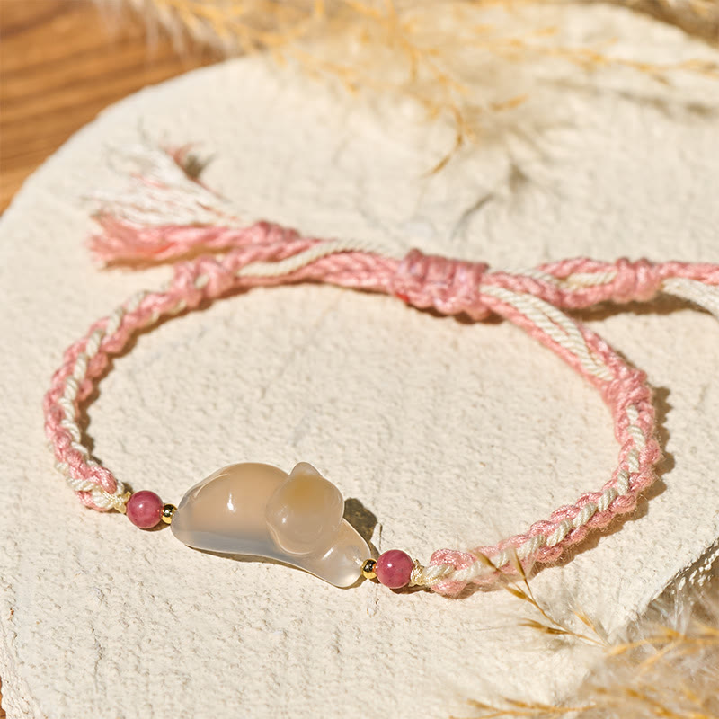 Buddha Stones Chalcedony Cat Positive Harmony Bracelet - image 2
