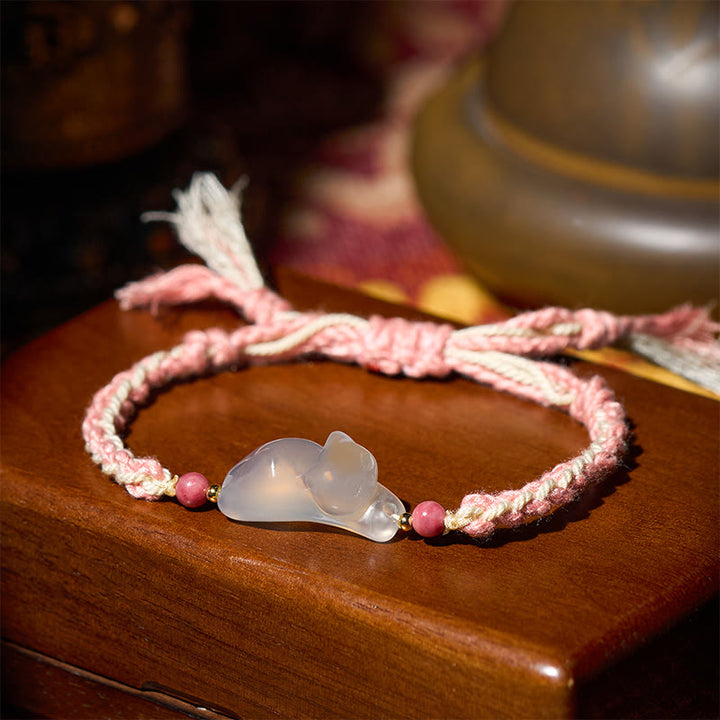 Buddha Stones Chalcedony Cat Positive Harmony Bracelet - image 4
