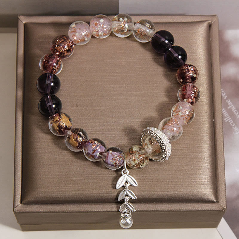 Buddha Stones Liuli Glass Bead Wheat Ear Charm Bracelet - image 1