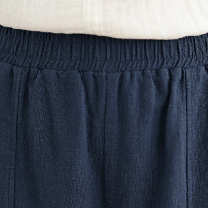 Buddha Stones Solid Color Cotton Linen Women's Straight Leg Pants With Pockets - image 24
