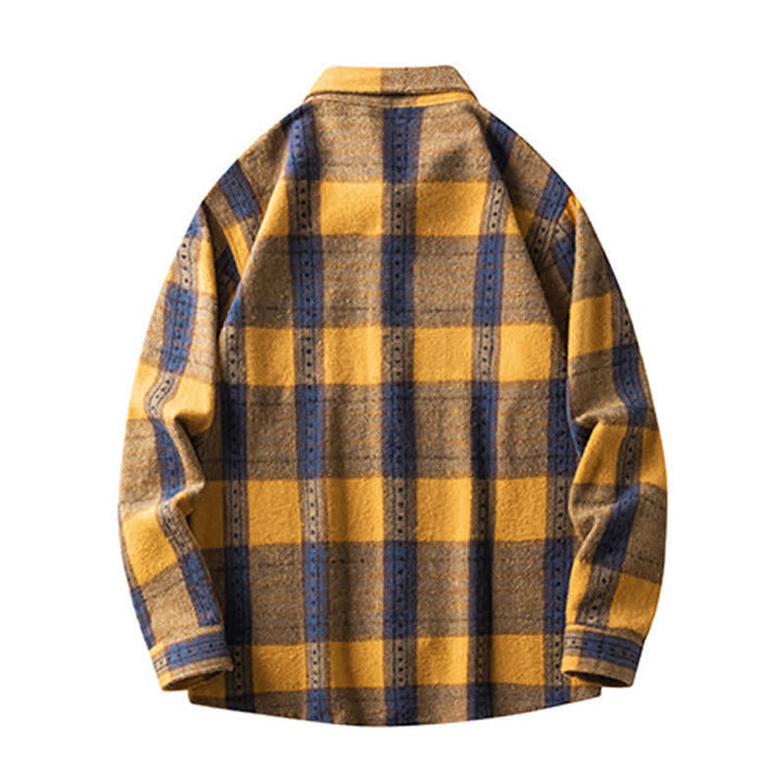 Buddha Stones Commute Multicolor Plaid Button Men's Cotton Long Sleeve Shirts With Pocket - image 17