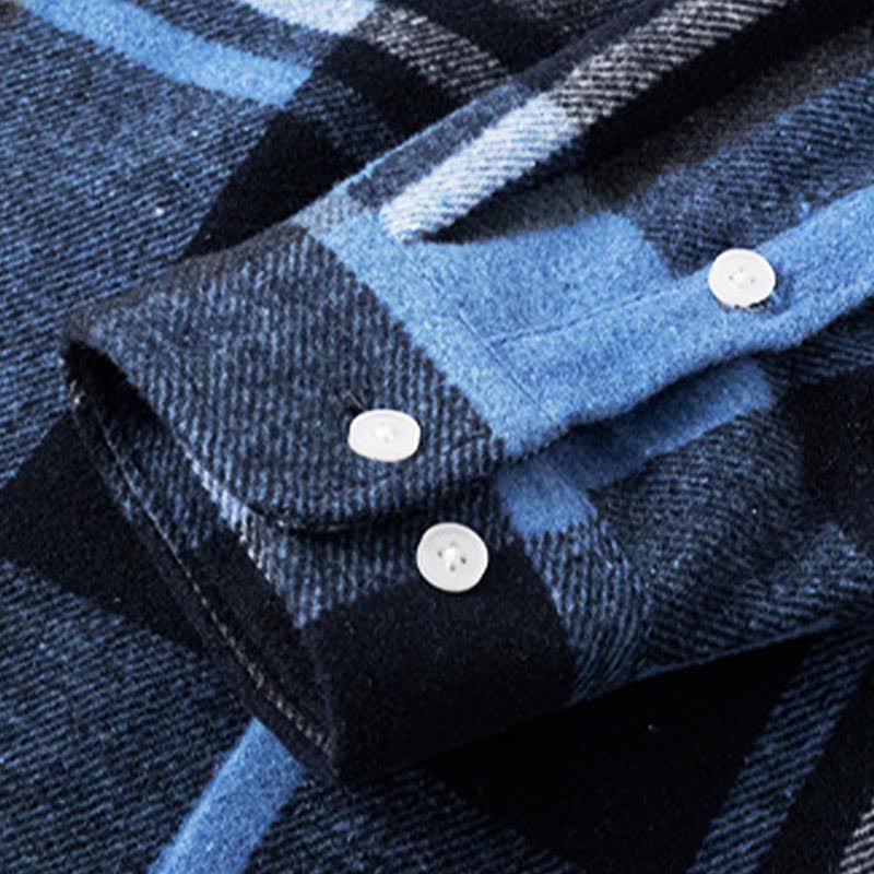 Buddha Stones Commute Multicolor Plaid Button Men's Cotton Long Sleeve Shirts With Pocket - image 7