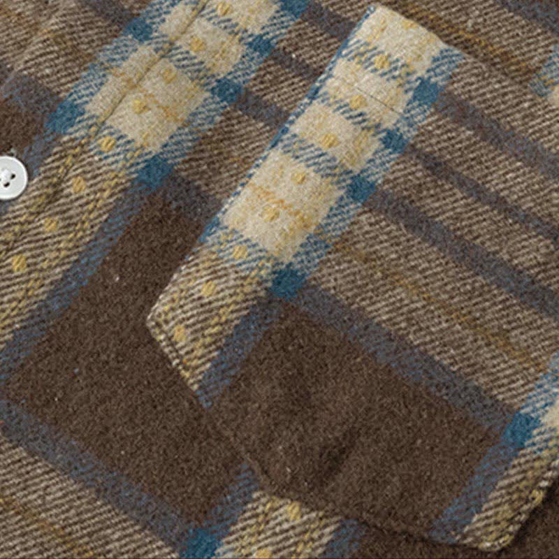 Buddha Stones Commute Multicolor Plaid Button Men's Cotton Long Sleeve Shirts With Pocket - image 13