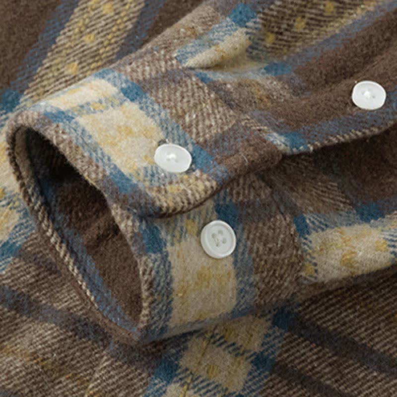 Buddha Stones Commute Multicolor Plaid Button Men's Cotton Long Sleeve Shirts With Pocket - image 14