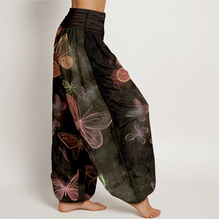 Buddha Stones Cotton Dreamlike Butterfly Pattern Women's Elastic Waist Harem Pants - image 7