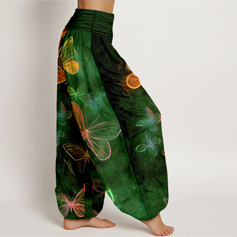 Buddha Stones Cotton Dreamlike Butterfly Pattern Women's Elastic Waist Harem Pants - image 10