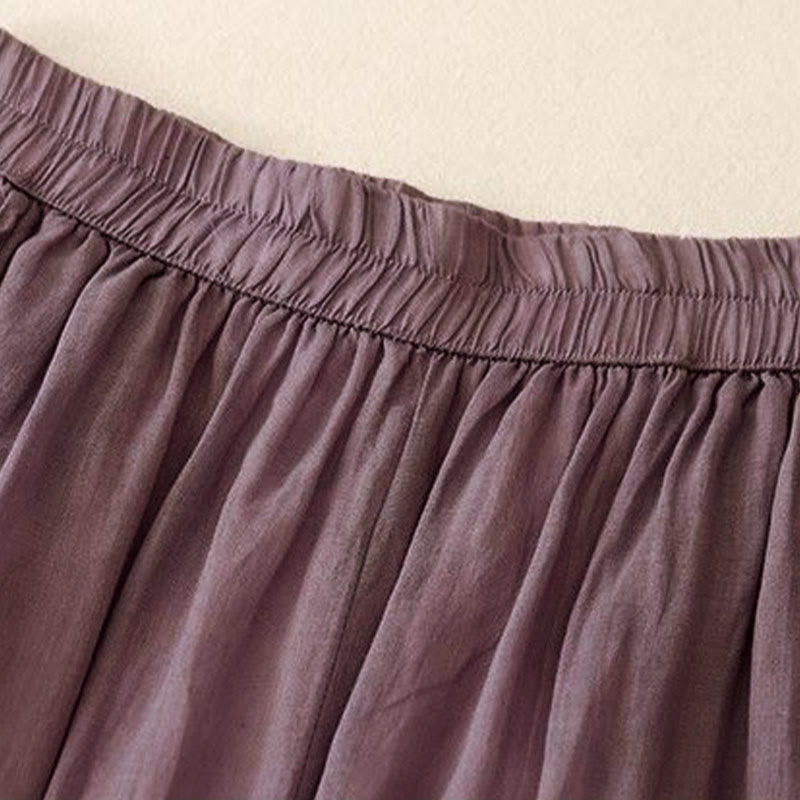 Buddha Stones Side Embroidery Design Women's 7-8 Length Wide Leg Pants With Pockets - image 1