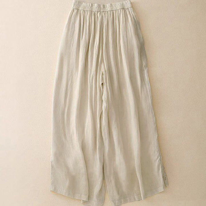 Buddha Stones Side Embroidery Design Women's 7-8 Length Wide Leg Pants With Pockets - image 6