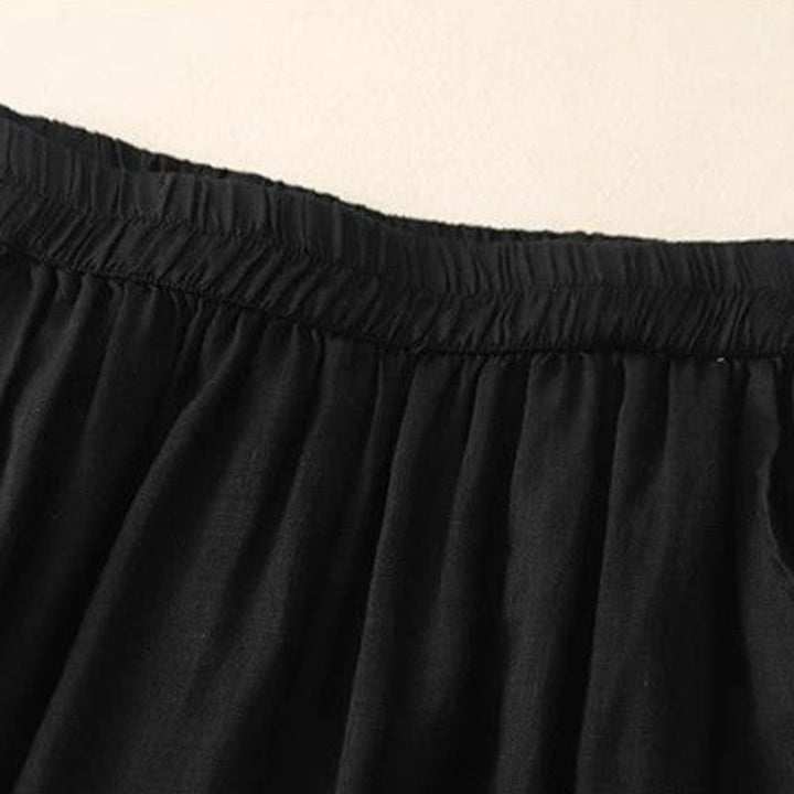 Buddha Stones Side Embroidery Design Women's 7-8 Length Wide Leg Pants With Pockets - image 14