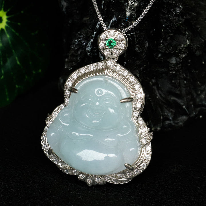 Buddha Stones Jade Laughing Buddha Abundance Necklace Pendant - image 8