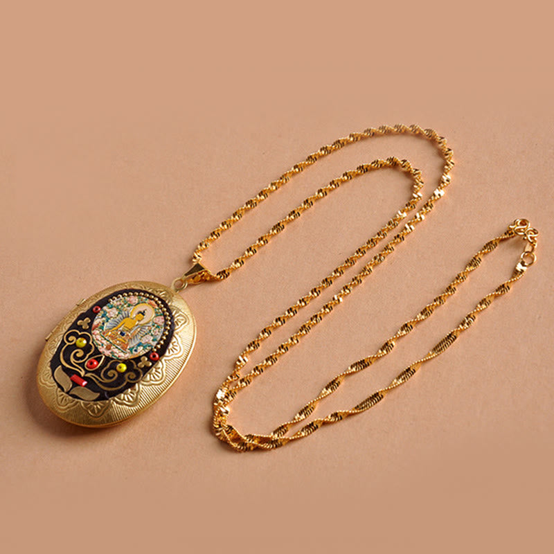 Buddha Stones Copper Kwan Yin Avalokitesvara Zakiram Wealth Pendant Necklace - image 10