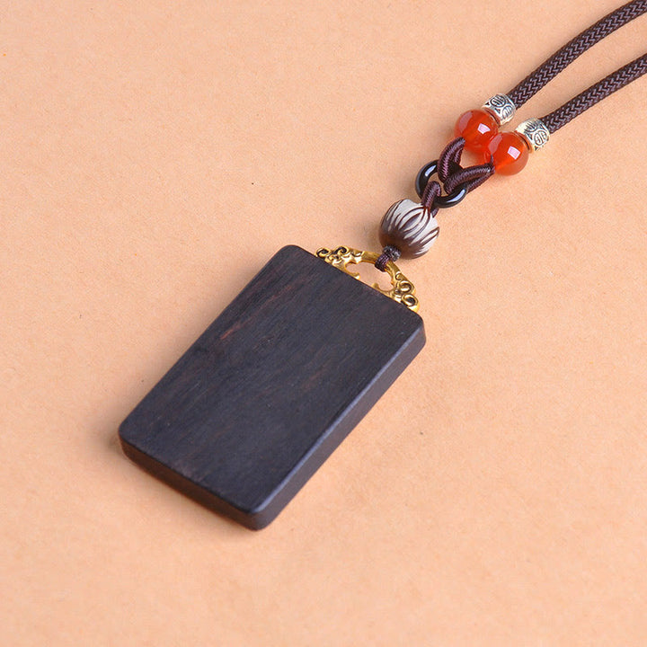 Buddha Stones Thangka Yin Yang Copper Coins Ebony Wood Zakiram Balance Pendant Necklace - image 19
