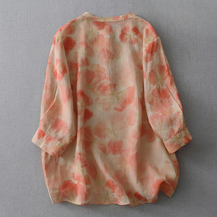 Buddha Stones Spring Floral Pattern Crew Neck Long Sleeve Women's  Polyester Shirt  - image 7