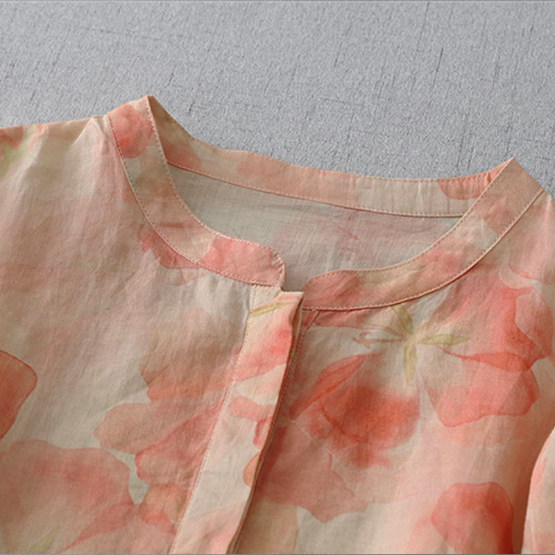 Buddha Stones Spring Floral Pattern Crew Neck Long Sleeve Women's  Polyester Shirt  - image 8
