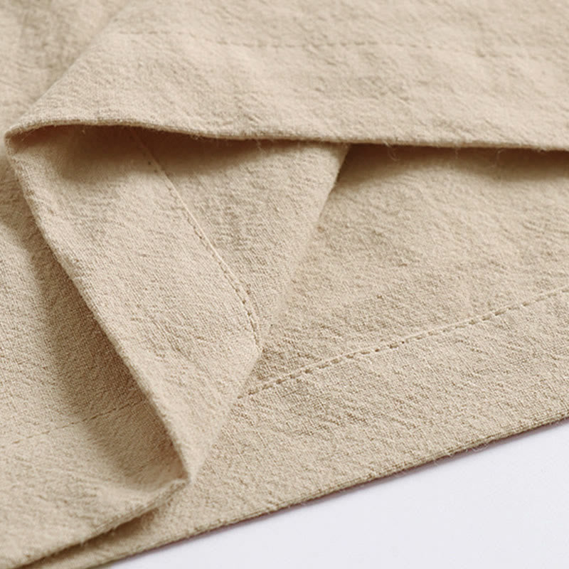 Buddha Stones Plain Lace-up Drawstring Design Men's Ankle-Length Cotton Linen Wide Leg Pants With Pockets - image 6