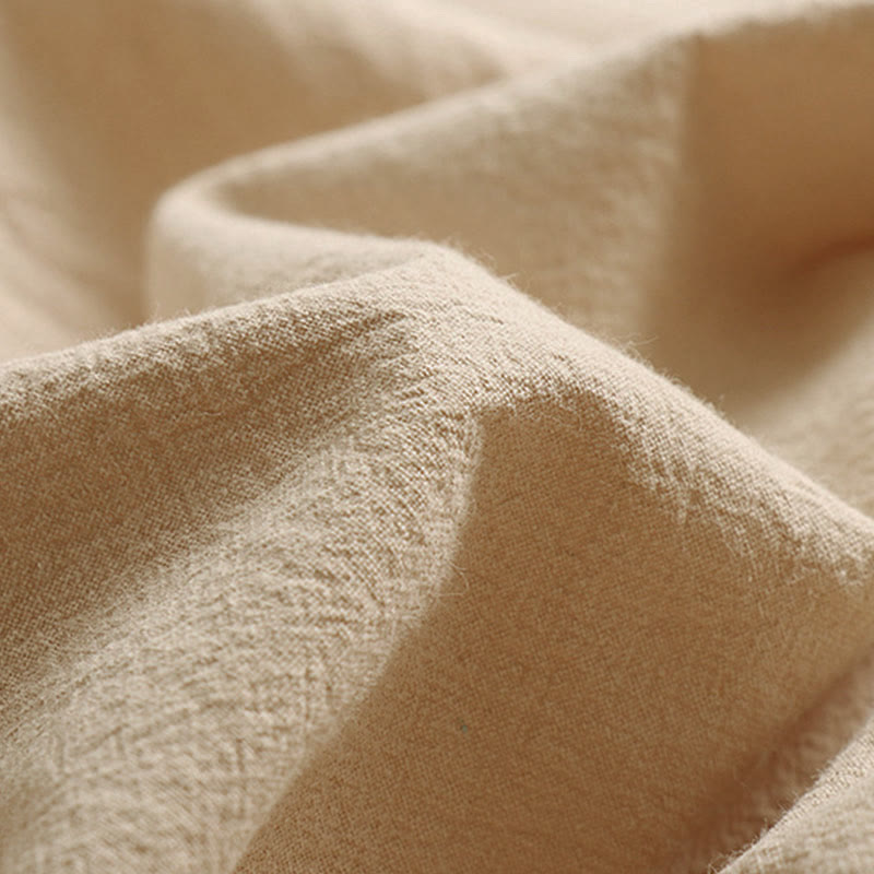 Buddha Stones Plain Lace-up Drawstring Design Men's Ankle-Length Cotton Linen Wide Leg Pants With Pockets - image 7