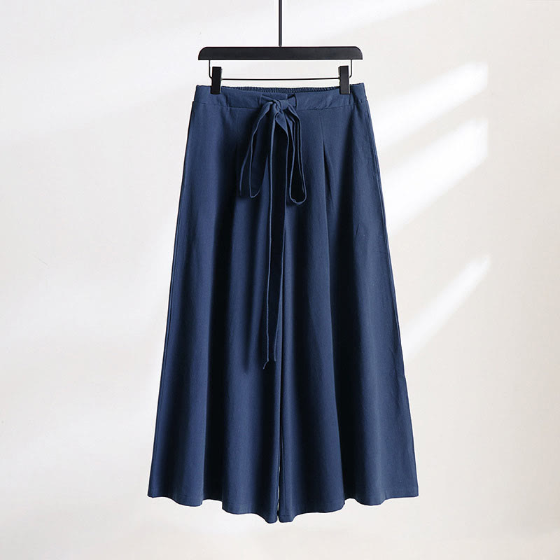 Buddha Stones Plain Lace-up Drawstring Design Men's Ankle-Length Cotton Linen Wide Leg Pants With Pockets - SteelBlue - US/UK/AU54，EU64 (9XL) - image 10