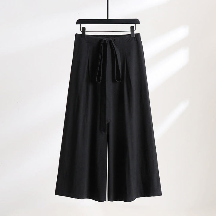 Buddha Stones Plain Lace-up Drawstring Design Men's Ankle-Length Cotton Linen Wide Leg Pants With Pockets - Black - US/UK/AU54，EU64 (9XL) - image 9